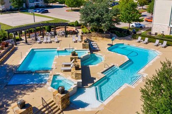Ariel view of pool and spa area